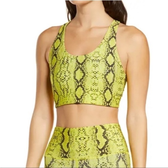 New TERAZ NWOT Lime Green Wild Python Reversible Embossed Sports Bra - Picture 2 of 9